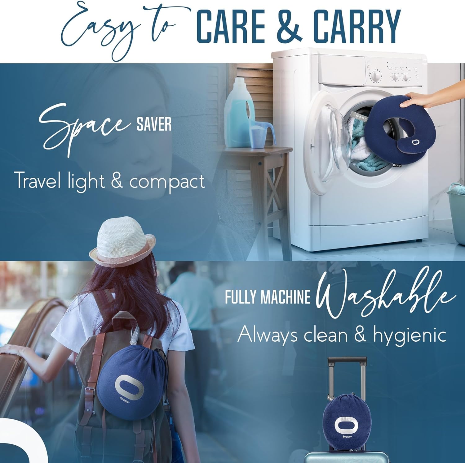 BCOZZY Travel Neck Pillow for Airplane – Patented Double Support for Head, Neck, and Chin. Best for Long Flights, Plane Sleeping, and Car…