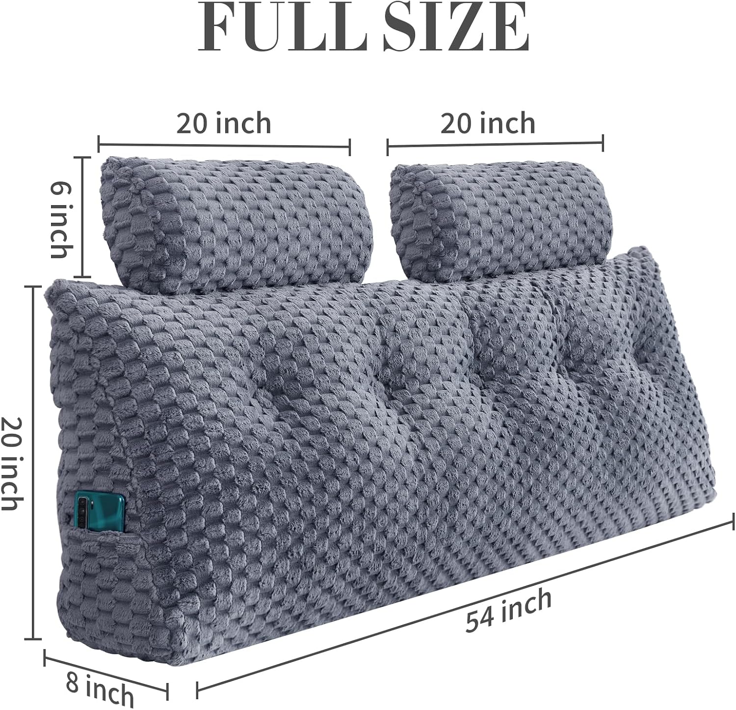 Wedge Headboard Pillow - Bed Wedge Pillow for Headboard Triangular Headboard Pillow with Neck Roll Pillow-Large Bolster Pillow for…