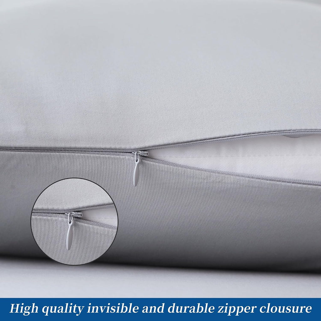 ZaizaiHome Pillow Cases Queen Size 4 Pcs,100% Egyptian Cotton 400 Thread Count Sateen Weave Grey Pillowcases Queen Size, Quality Pillow Cov…