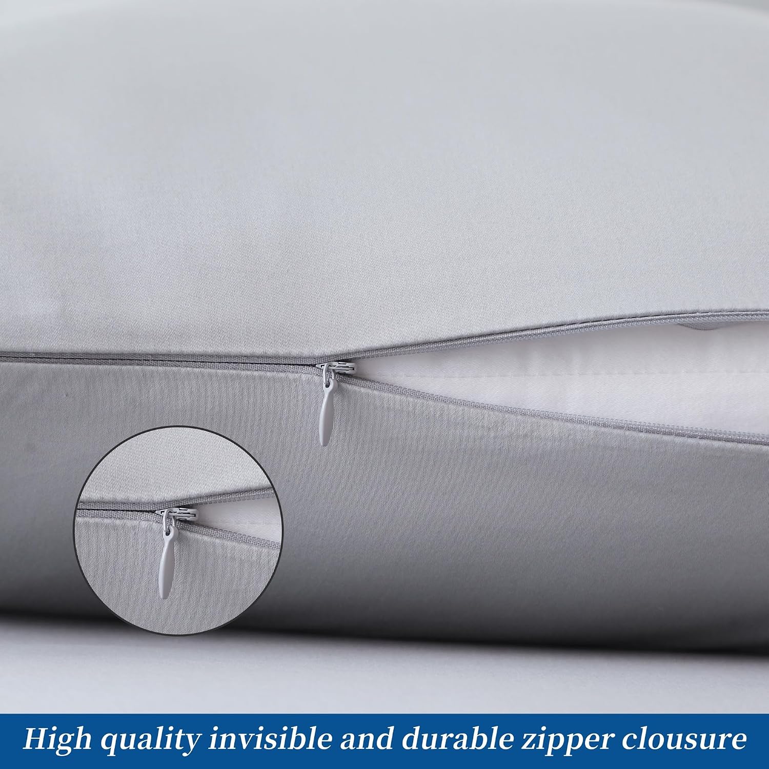 ZaizaiHome Pillow Cases Queen Size 4 Pcs,100% Egyptian Cotton 400 Thread Count Sateen Weave Grey Pillowcases Queen Size, Quality Pillow Cov…