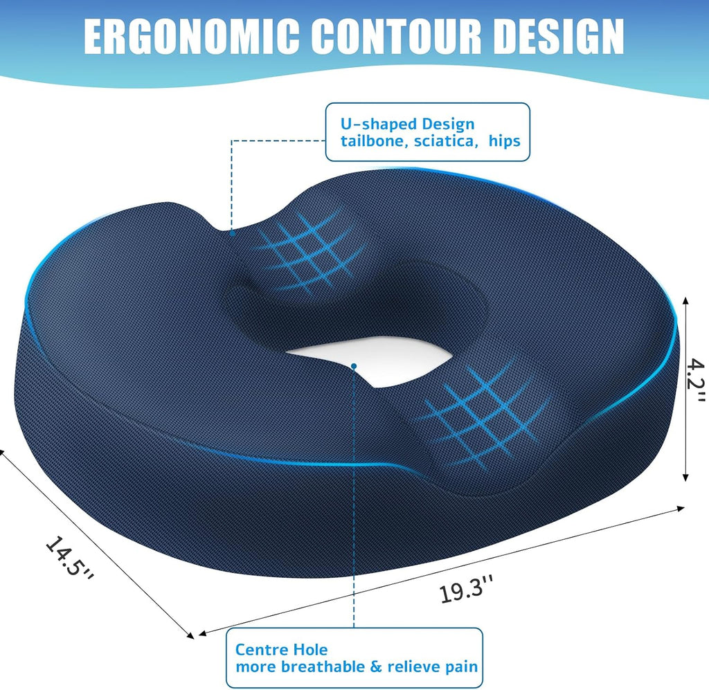 BlissTrends Donut Pillow Seat Cushion, Donut Chair Cushions for Postpartum Pregnancy & Hemorrhoids, Tailbone Cushion, Memory Foam Lifting C…