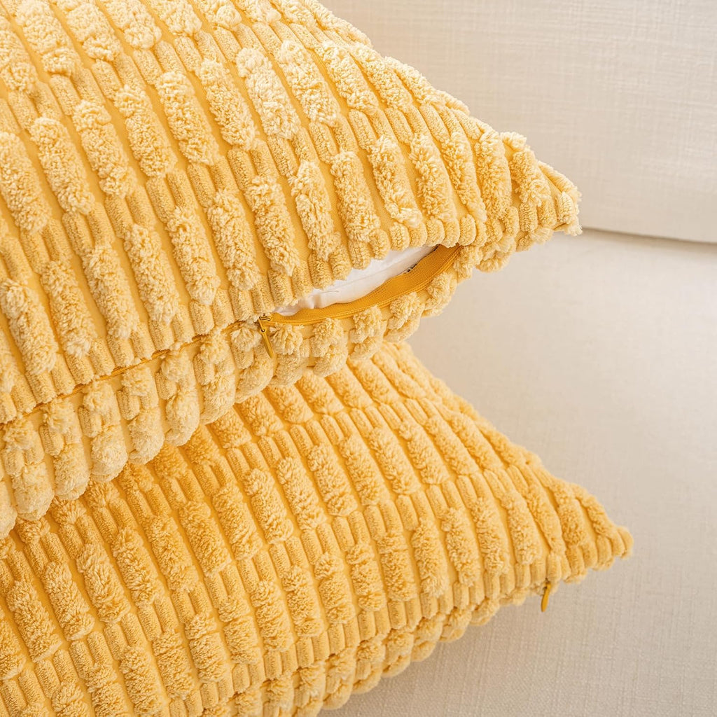Fancy Homi Decorative Throw Pillow Covers for Bed Couch Bedroom Bench, Soft Corduroy Solid Pillow Case, Rustic Farmhouse Boho Room…