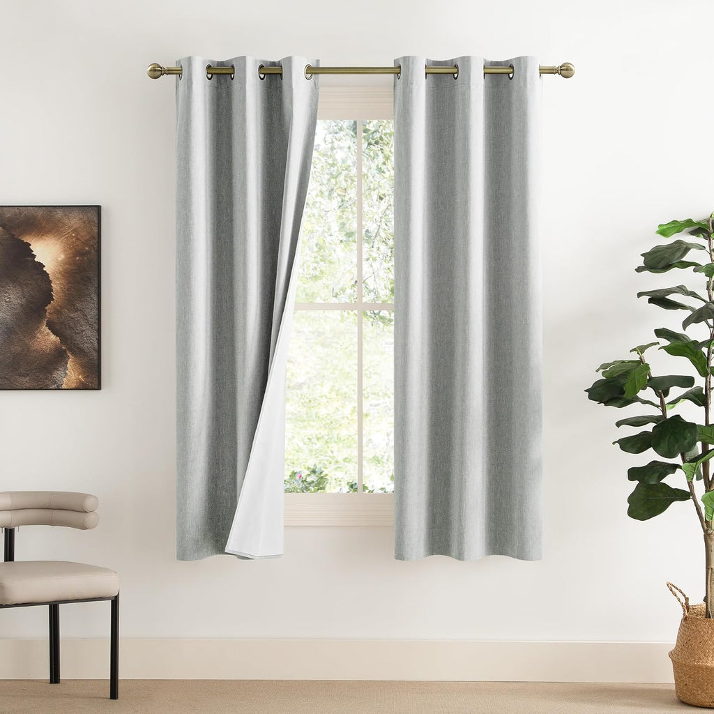 NICETOWN Grey Noise and Lights Block Out Curtains, 2 Panels, 34-inch W by 70-inch L, Thermal Insulated 100% Blackout 2-Layer Lined…