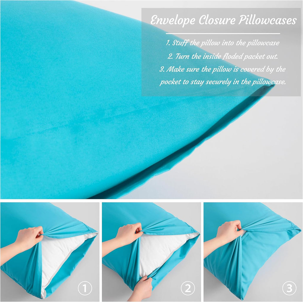 Ntbay Toddler Pillow Cases Set of 2, 2 Pack Brushed Microfiber 14x20 Pillow Cases, Soft, Wrinkle, Fade, Stain Resistant Blue Pillow Cases w…