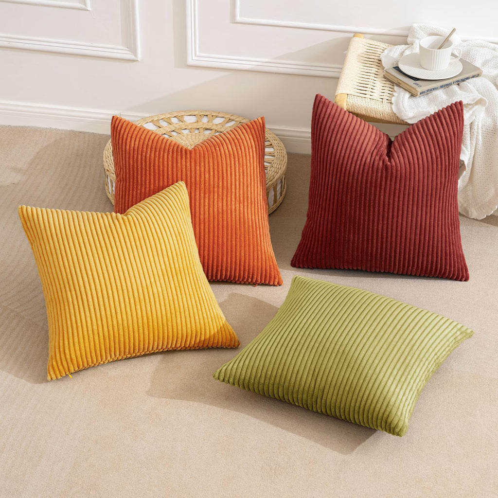 Miulee Decorative Throw Pillow Covers 18x18 Inch Set of 4, Vibrant Cushion Covers Vintage Retro Home Fall Decor Mix and Match Color Clash D…
