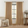Nicetown Thick Faux Linen Room Darkening Curtains 90 inches Long, Pinch Pleated Faux Linen Curtains Thermal Insulated Window Treatments for…