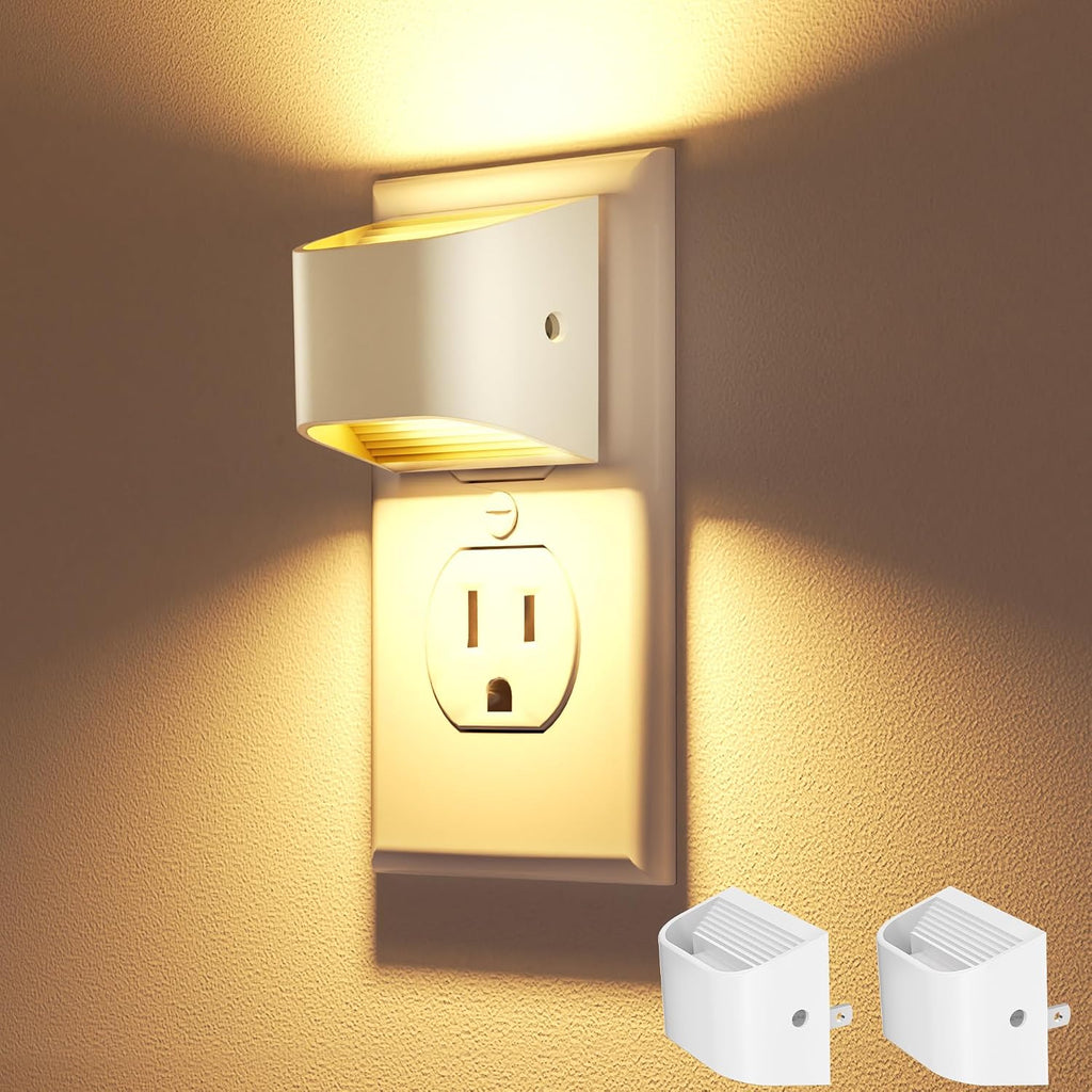 VOLISUN Night Lights Plug into Wall, 2 Pack Up and Down LED Night Light with Dusk to Dawn Light Sensor, 3000K Warm White Nightlight for…
