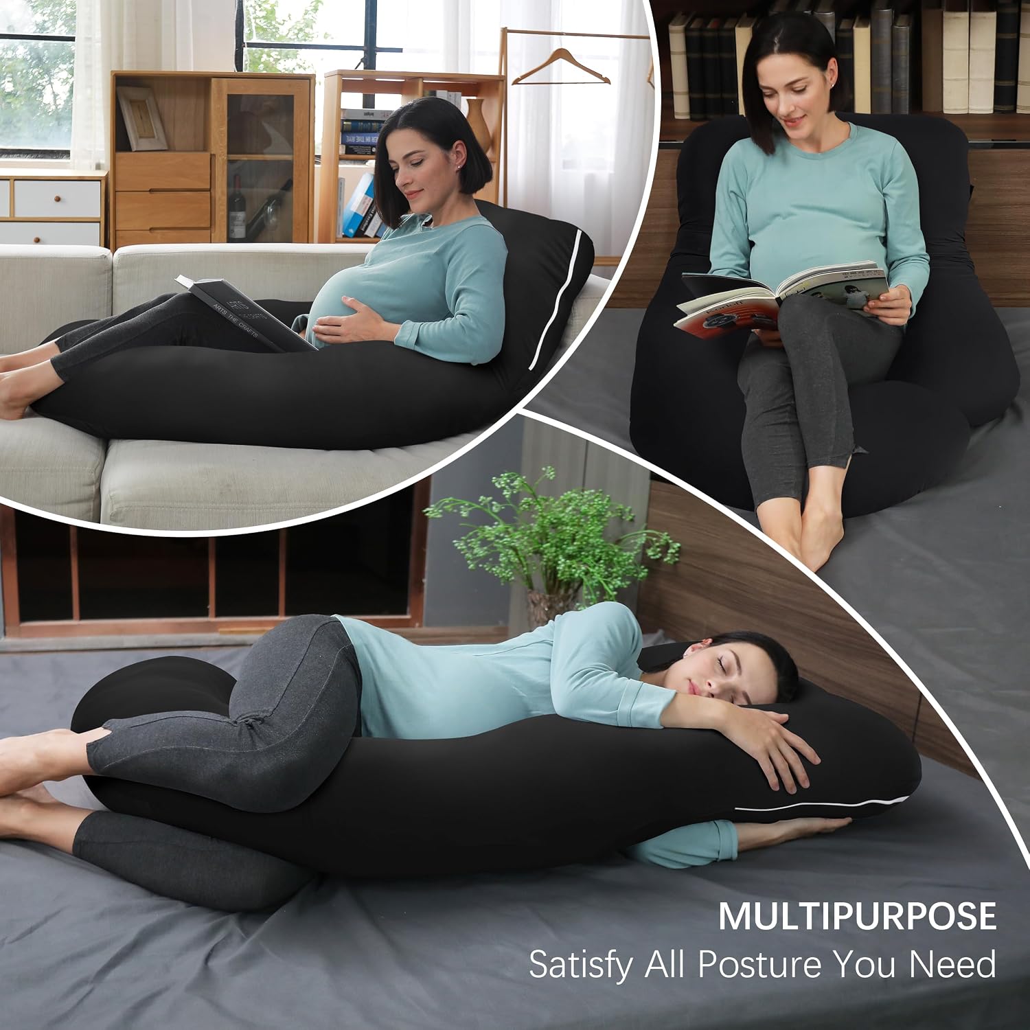 Moonpark MOON PARK Pregnancy Pillows for Sleeping - U Shaped Full Body Maternity Pillow with Removable Cover - Support for Back, Legs, Bell…