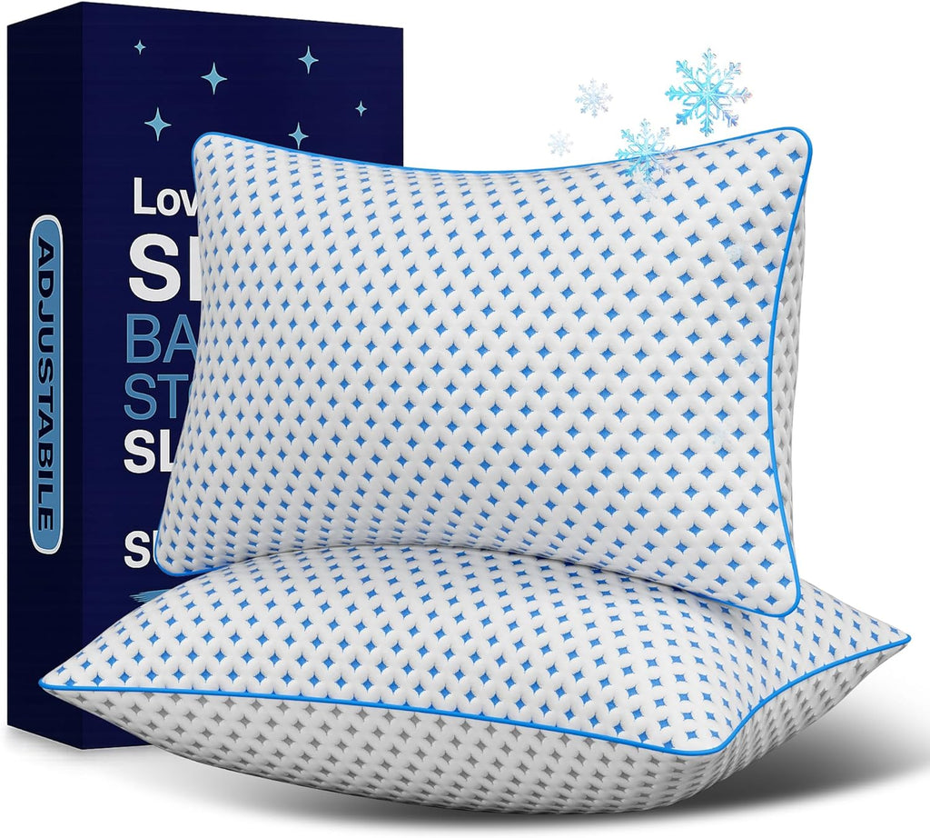 Memory Foam Pillows 2 Pack – Adjustable Loft Cooling Pillows King Size Set of 2 for Sleeping, Firm, Supportive, and Breathable Design for…