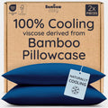 Bambaw 100% Viscose Derived from Bamboo Pillowcase Standard Size – Set of 2 Cooling Pillow Cases with Envelope Closure, Navy Blue Pillow Ca…