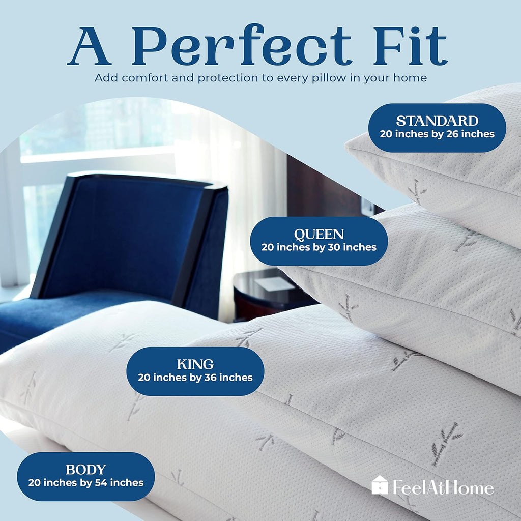 FeelAtHome 65% Polyester and 35% Rayon Derived from Bamboo Cooling Pillow Cover Waterproof - 20 x 54 Inches (Body Pillow) - Very Soft &…