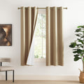NICETOWN 100% Absolutely Blackout Linen Curtains with Thermal Insulated White Liner, Camel, W42 x L72, 2 Panels, Long Curtains 72 inch…