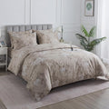 Puralens Dark Beige Moody Floral Duvet Cover, Queen 100% Cotton Percale Neutral Flower Patterned Comforter Cover Set, French Country Soft C…