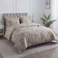 Puralens Dark Beige Moody Floral Duvet Cover, King 100% Cotton Percale Neutral Flower Comforter Cover Set, Shabby Chic Cottage Reversible T…
