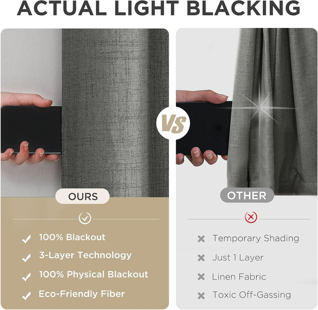 Joydeco Blackout Curtains 108 Inches Long 2 Panels Burg, Room Darkening Curtains for Bedroom, 100% Black Out Textured Thermal Drapes Privac…