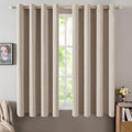 Miulee Linen Textured Curtains for Bedroom Solid 100% Blackout Thermal Insulated Taupe Grommet Room Darkening Curtains & Drapes Luxury Deco…