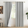 NICETOWN Grey Full Shade Linen Curtain Panels 84" Long, Pair of Energy Smart & Noise Blocking Out Blackout Drapes for Guest Room Window…