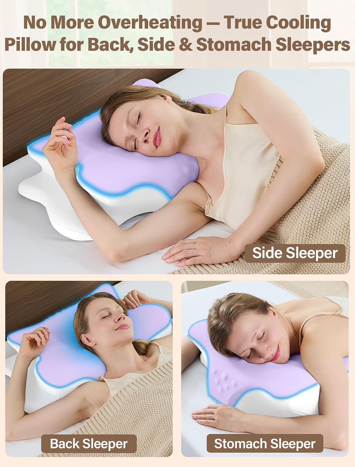 Vjasd Cervical Neck Pillow for – Ergonomic Memory Foam Pillow for Side Sleeper Contour Orthopedic Bed Pillow for Neck Support with Cooling…