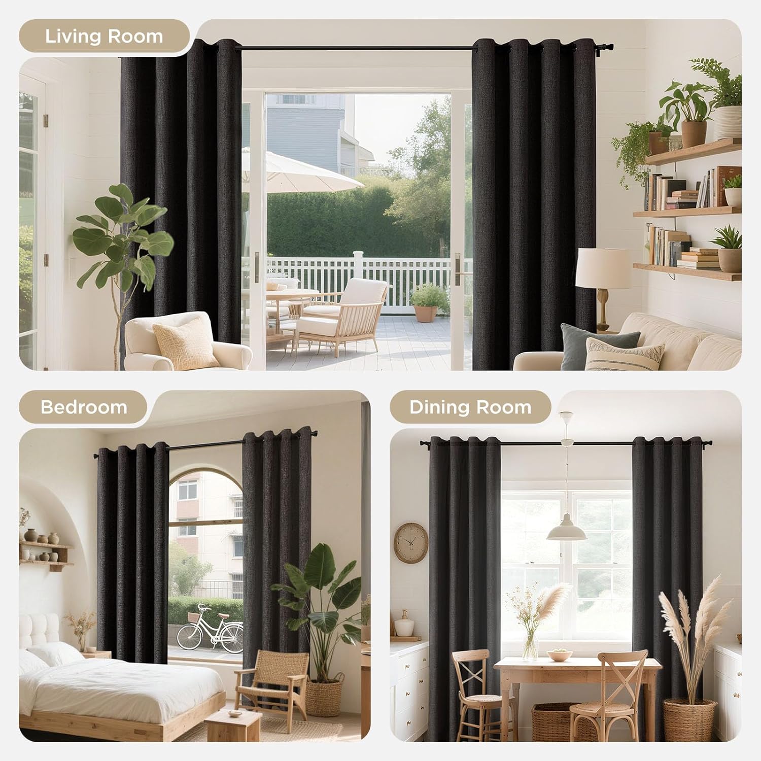 Joydeco Charcoal Grey Blackout Curtains 108 Inches Long, Extra Long Curtains 108 Inch Length 1 Panel for Bedroom, Thermal Insulated Linen…