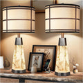 KIVDITZO 27" Alabaster Table Lamps for Living Room, Bedroom Lamps Set of 2 with Night Light, Living Room Lamps with USB A+C Ports, Table…