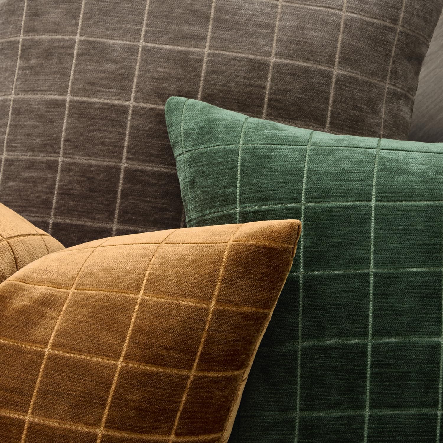 Miulee Decorative Chenille Check Throw Pillow Covers Vintage Plaid Couch Pillows 20x20 Inch Set of 2 Neutral Boho Cushion Covers Modern Spr…