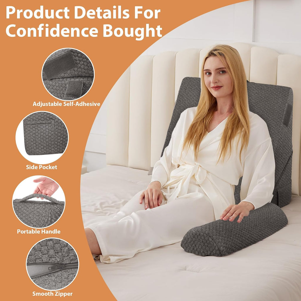 EnjoyaBetterLifeFromHere BIEEZZK Orthopedic Bed Wedge Pillow Set 3Pcs, Adjustable Memory Foam, Pillow Wedge for Post Surgery, Back, Triang…
