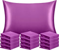 Ntbay 12 Pack Satin Queen Pillowcases for Hair and Skin, Luxurious and Silky Pillow Cases with Envelope Closure, 20 x 30 Inches, Purple 12…