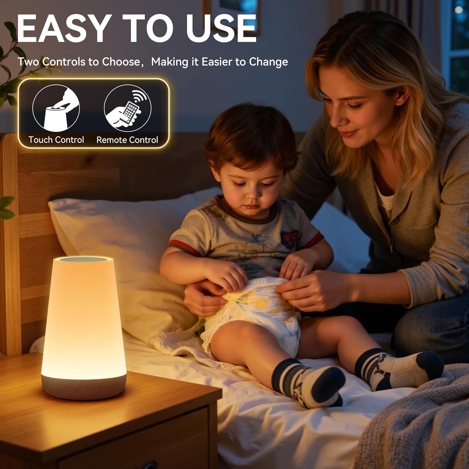 Auxmir Rechargeable LED Night Light, Touch & Remote Control Bedside Lamp with 13 Colors, 5 Brightness Levels, Portable Table Lamp for…