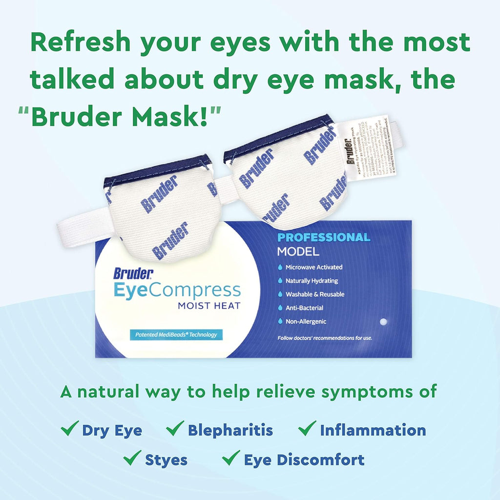 Bruder Moist Heat Compress | Microwave Activated Mask | Reusable, Washable, Non-allergenic | Fast Acting Relief for Dry Eye and Other…