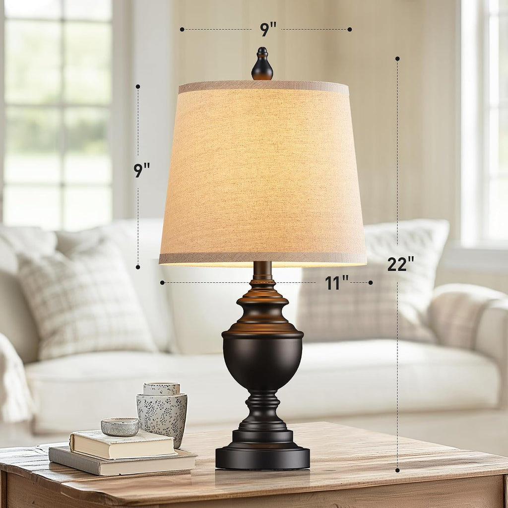 PARTPHONER Retro Table Lamps Set of 2, Bedside Lamp for Bedroom Rustic Farmhouse Table Lamps for Living Room, Vintage Nightstand Lamps…