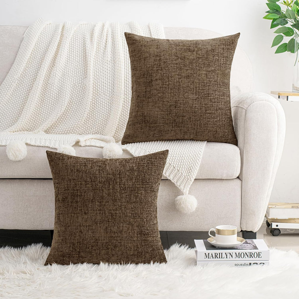 Hwy50 HWY 50 Coffee Couch Pillow Covers 16x16 Inch Pack of 2, Soft Chenille Decorative Throw Pillow Cases Farmhouse for Sofa Living Room Be…