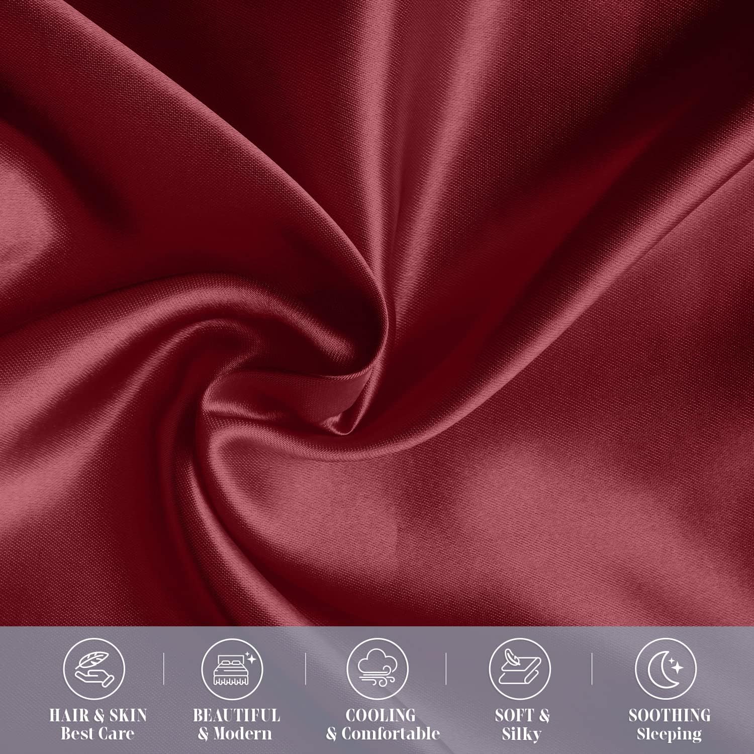 Elegantcomfort Elegant Comfort 6-Pack Cooling Viscose Satin Pillowcase Set with Hidden Zipper Closure, Silky Smooth for Hair and fabric…