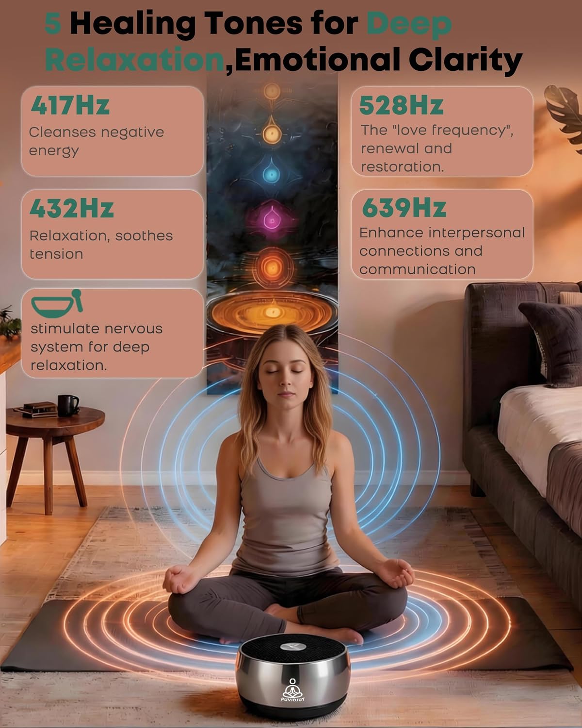 Puvidjutmeditationmachine Meditation Sound Machine, Frequency Generator Instrument, PUVIDJUT Tone Device - Solfeggio Frequencies Bath for Yo…