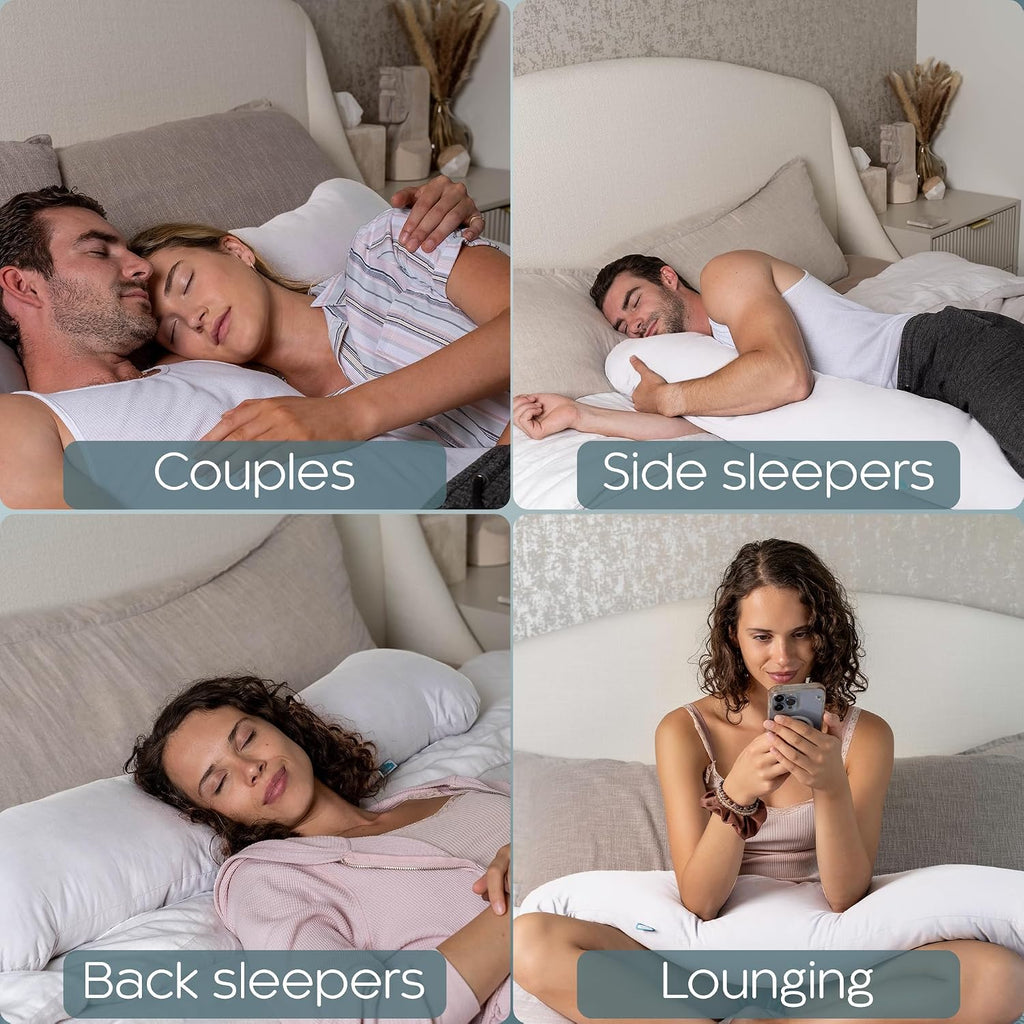 SleepCloud Weighted Body Pillow 8lbs - Weighted Pillow for Deeper Sleep (48” x 14”) - Cooling Body Pillows for Adults, Full Body Pillow…