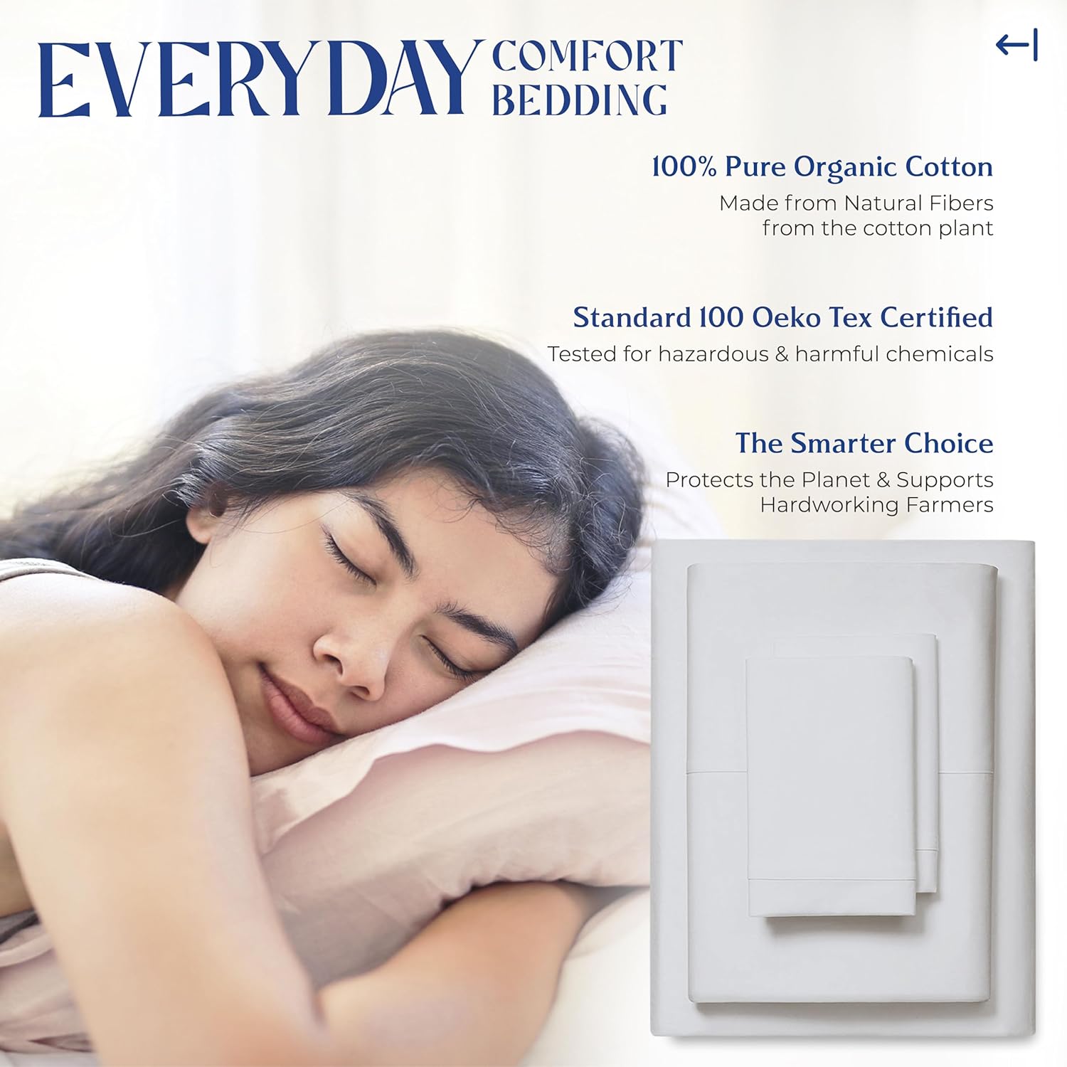 Mayfair Linen 100% Organic Cotton Percale Sheets - California King Size, 4 Piece Set, Percale Weave, Crisp, Cooling, 16" Deep Pocket…