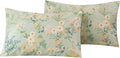 ECOCOTT Sage Green Floral Pillowcases Standard Size Set of 2, 100% Washed Cotton Pillow Cases with Envelope Closure, Botanical Wildflower…