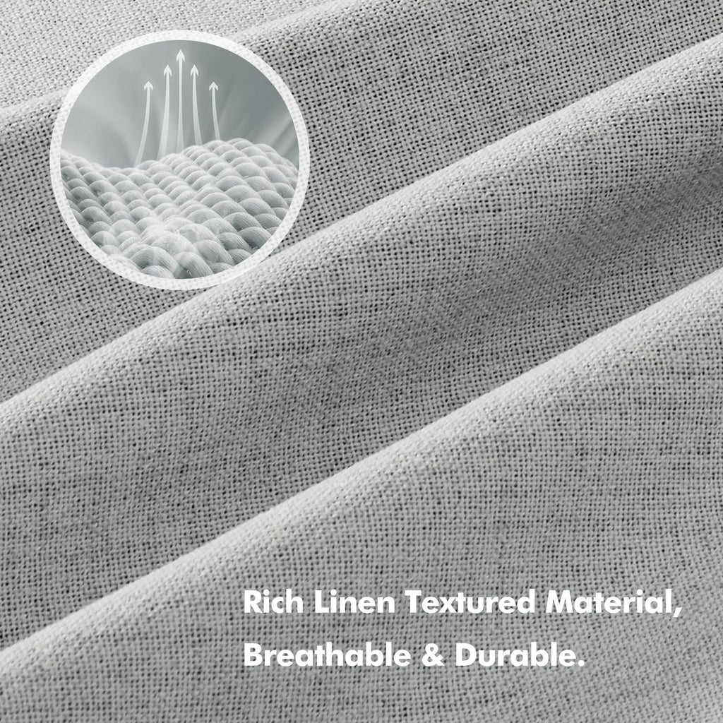 Miulee 100% Blackout Linen Curtains for Bedroom, Grey Solid Luxury Decor Thermal Insulation Room Darkening Drapes for Living Room Nursery B…