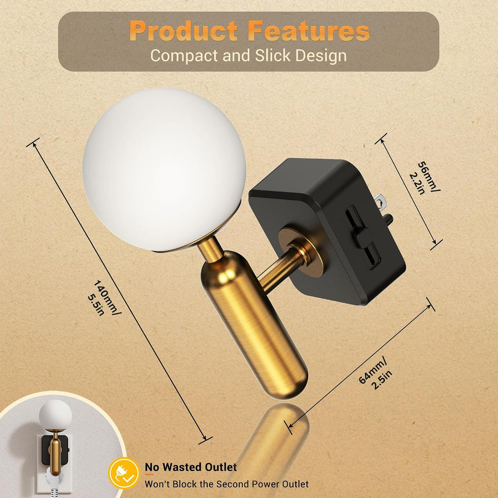 JandCase Night Light Plug in, Night Lights Plug into Wall, 3000K Soft Light LED NightLights, 0-100LM Dimmable Night Light, Built in Dusk…