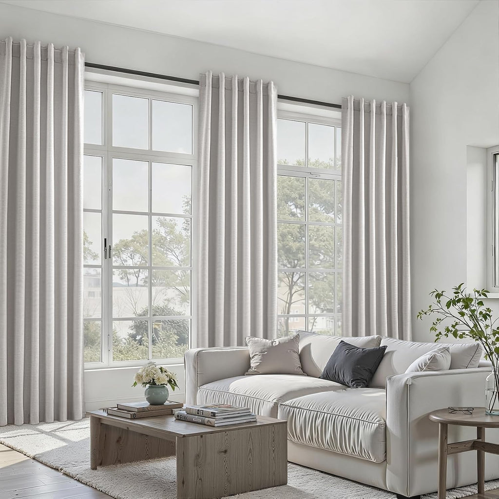 Topfinel 84 Inch Longth 40 Inch Wide 100% Blackout Linen Curtains 2 Panels Set for Bedroom Back Tab Rod Pocket Pleated Thermal Insulated En…
