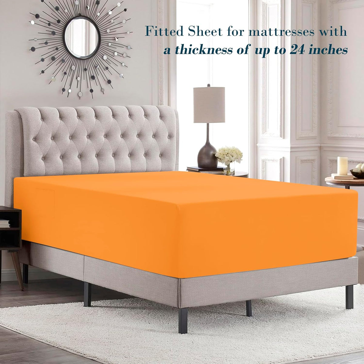 MocassiLuxuryBedding Mocassi Queen Size 4-Piece Bed Sheet Set - 1800 Hotel Quality Microfiber 18-24 Inches Extra Deep Pocket Fitted Sheet-…
