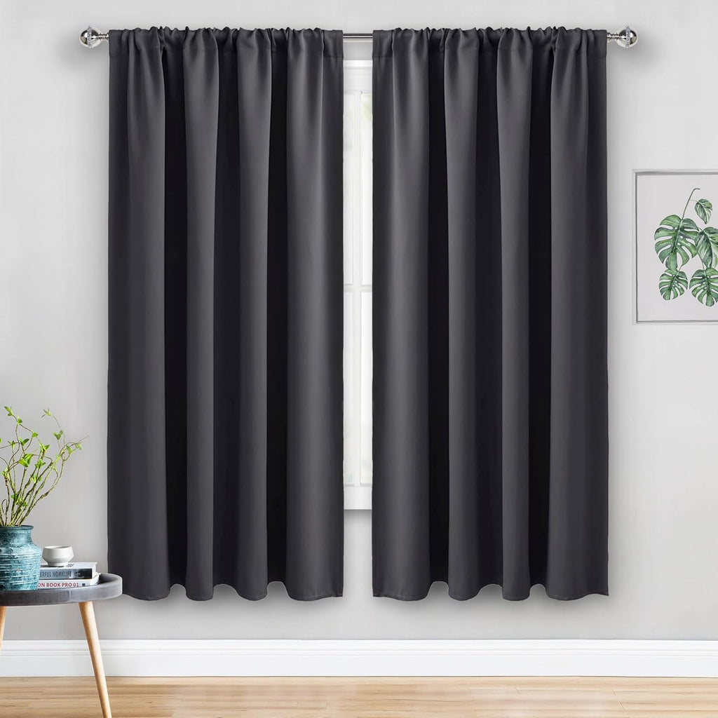 Jiuzhen Blackout Curtains for Bedroom - Thermal Insulated Room Darkening Noise Reducing, 52 x 63 Inch Length Curtains for Living Room, Set…