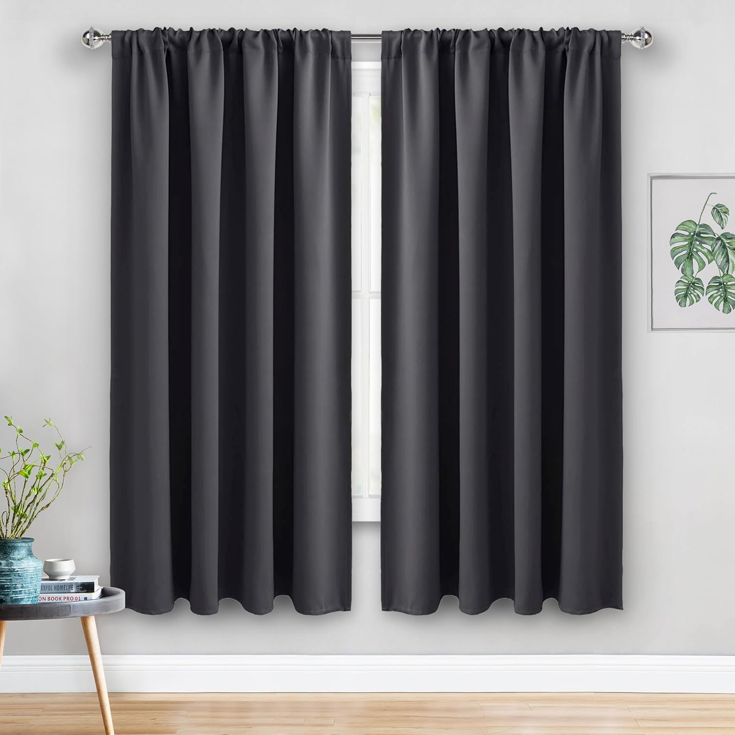 Jiuzhen Blackout Curtains for Bedroom - Thermal Insulated Room Darkening Noise Reducing, 52 x 63 Inch Length Curtains for Living Room, Set…