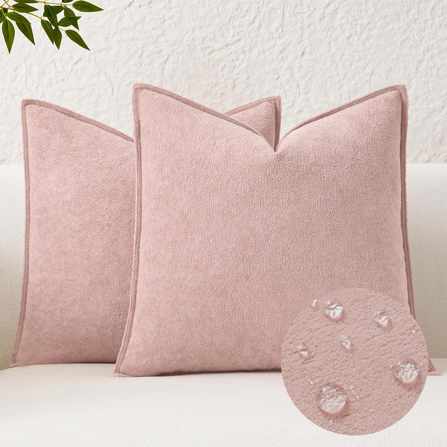 KevinTextile Kevin Textile Valentines Day Decorative Pillow Covers Light Pink 20x20 Inch Pack of 2 Waterproof Soft Boucle Textured Throw Pi…