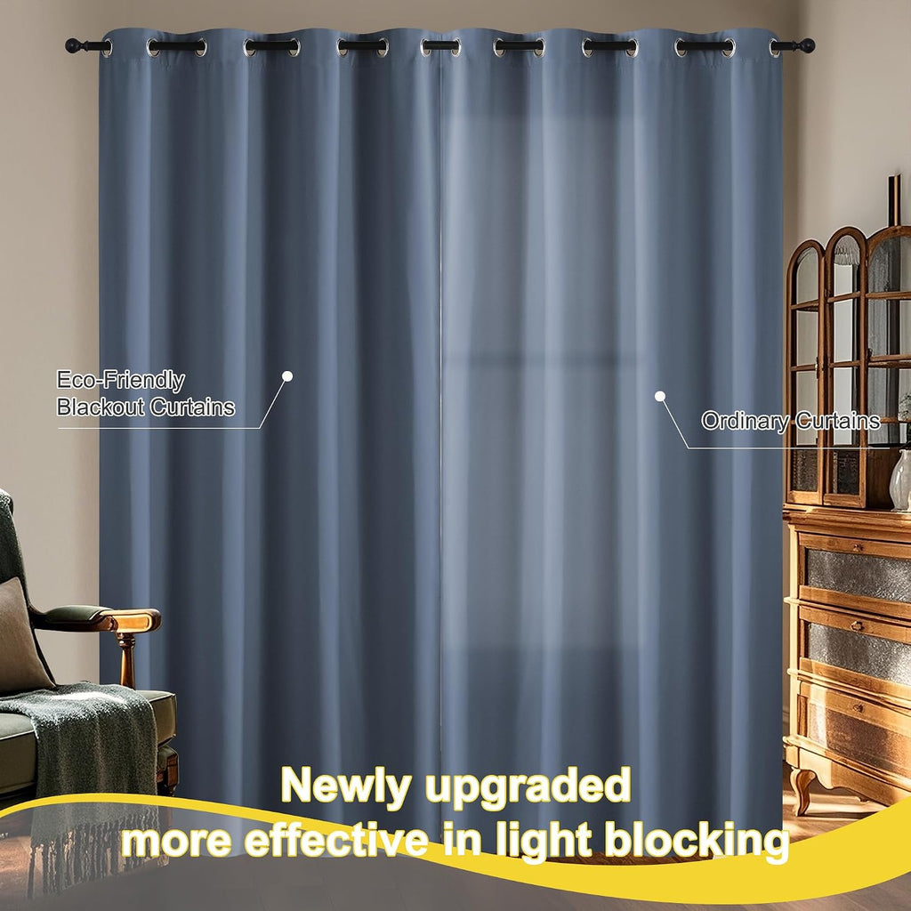 NICETOWN 100% Blackout Stone Blue Curtains for Bedroom, Thermal Insulated Window Curtains 63 Inch Length 2 Panels Set, Grommet Top Drapes…