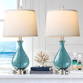 QiMH Glass Table Lamp for Living Room Bedroom Set of 2, 22.5" LED Light with Touch Control, Blue 3 Way Dimmable Modern Bedside Lamps for…