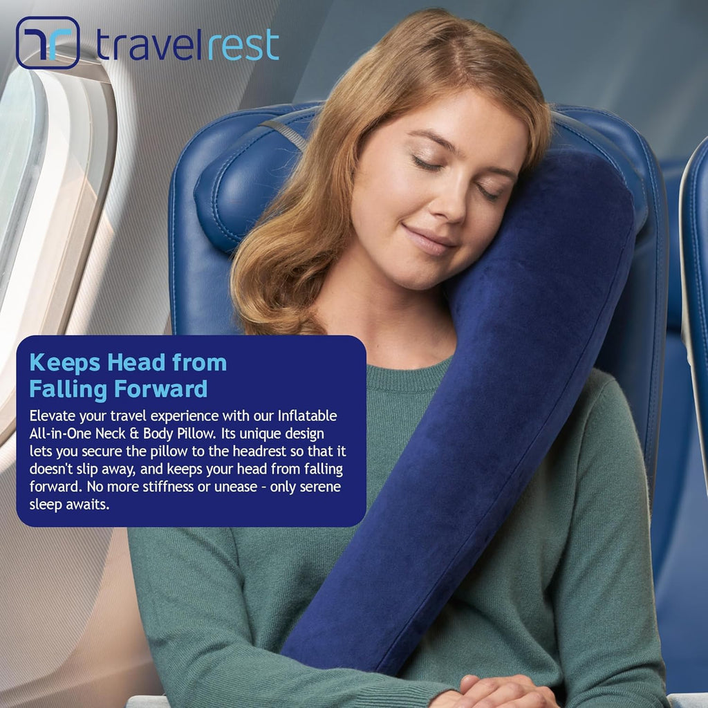 TRAVELREST All-in-One Travel Neck Support & Body Pillow - Airplane Pillow for Long Flight Comfort, Travel Essentials, Sleeping…