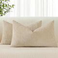 decorUhome Chenille Beige Throw Pillow Covers 12x20 Inch Set of 2, Decorative Soft Couch Pillow Covers Solid Dyed Accent Farmhouse Neutral…