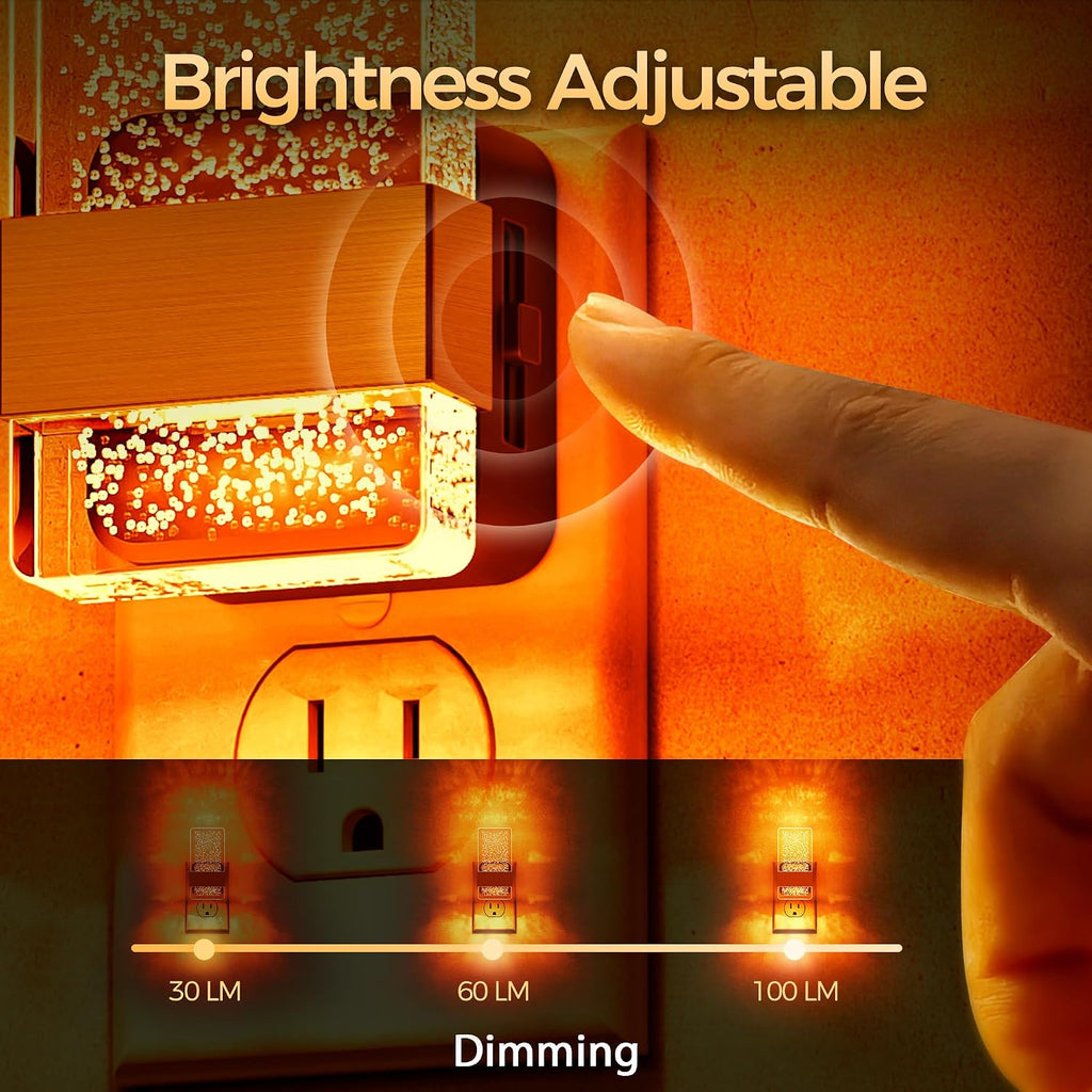 DORESshop LED Night Lights Plug into Wall, [2 Pack] 0-100LM Dimmable Nightlight, Bubble Decorative Night Light, Dusk to Dawn Sensor, Wall…
