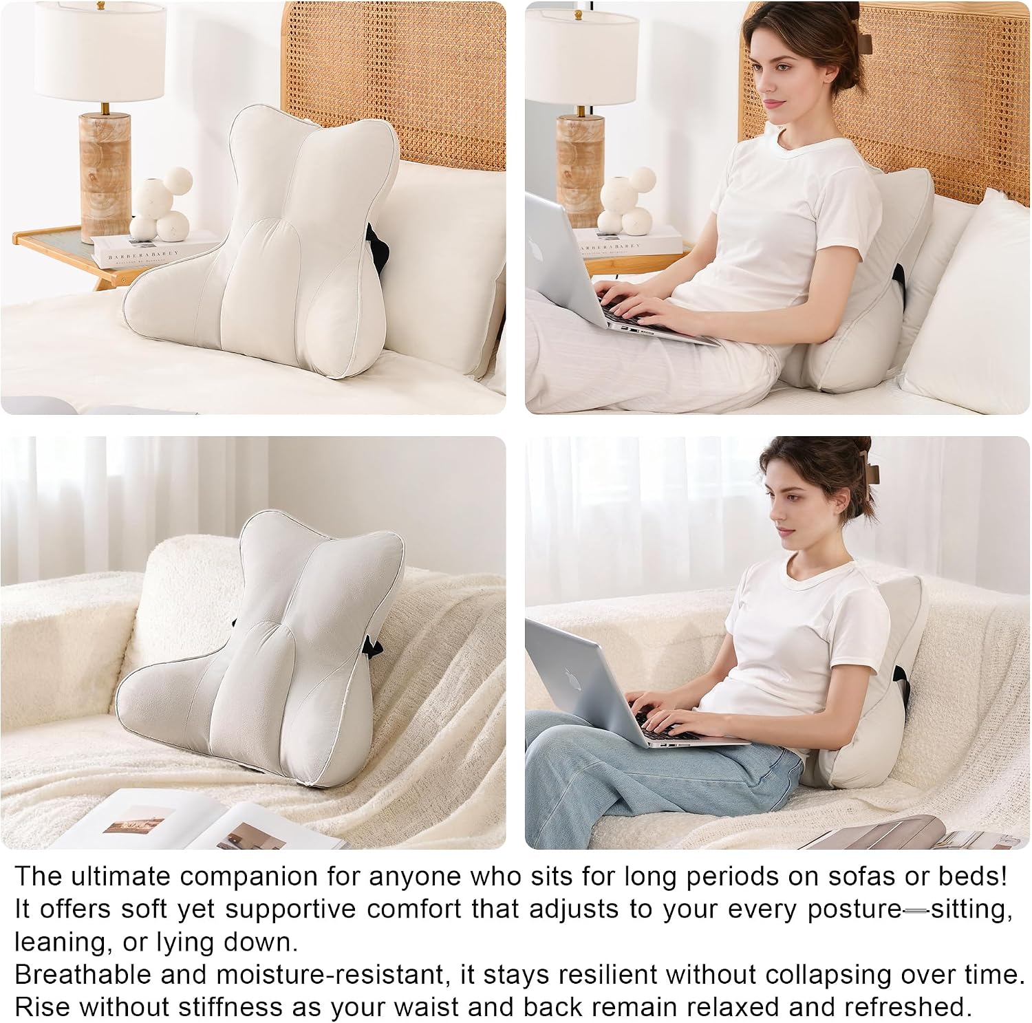 Lumbar Support Pillow(Pat. Pend) – Multi-Functional Ergonomic Back Cushion for Sofa Chair, Car Seat & Sofa, Reading Pillow with Firm…