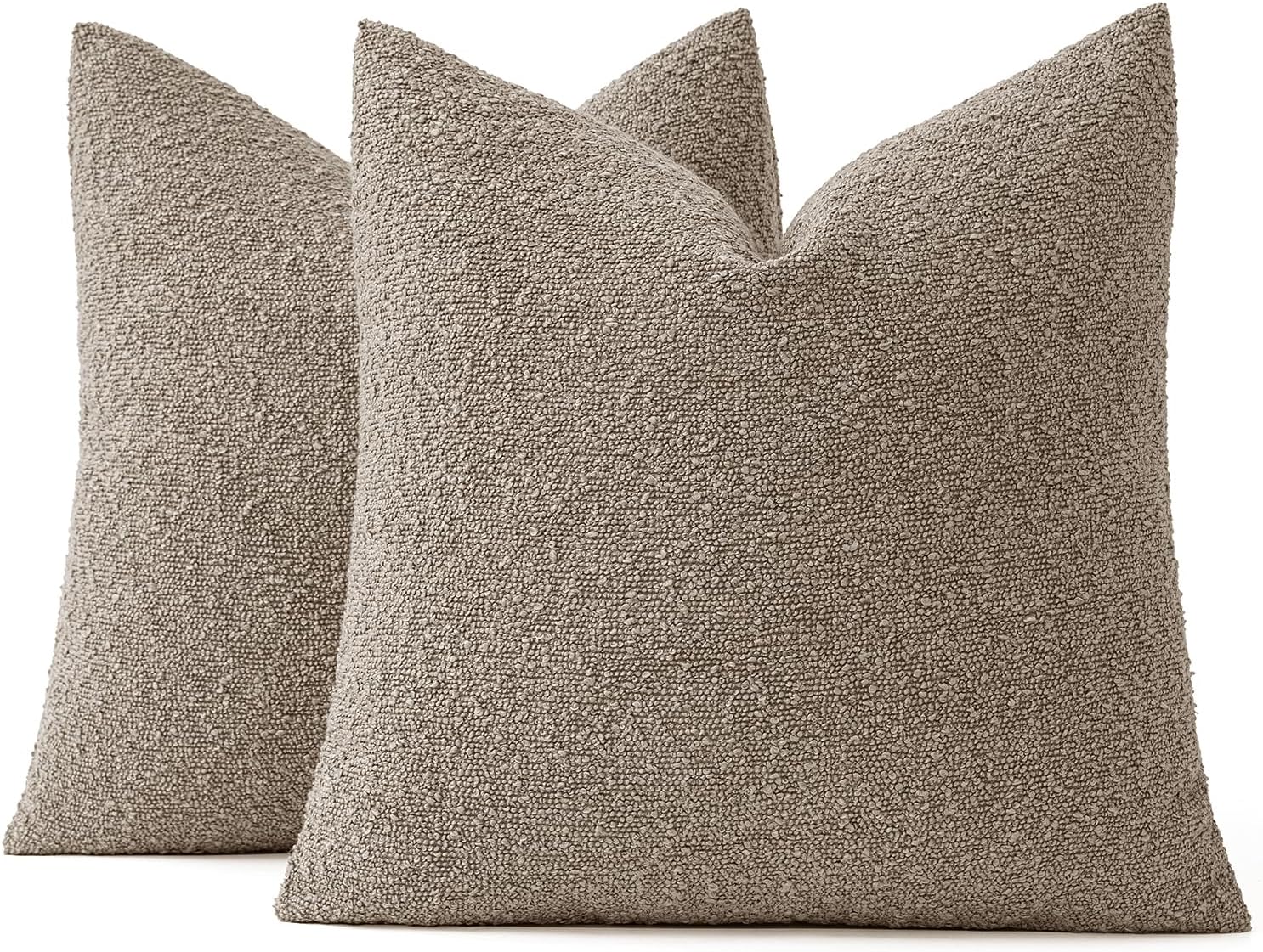 Miulee 20x20 Inch Decorative Pillow Covers for Couch Bed Set of 2 Textured Boucle Neutral Throw Pillow Covers Light Taupe Accent Solid Pill…